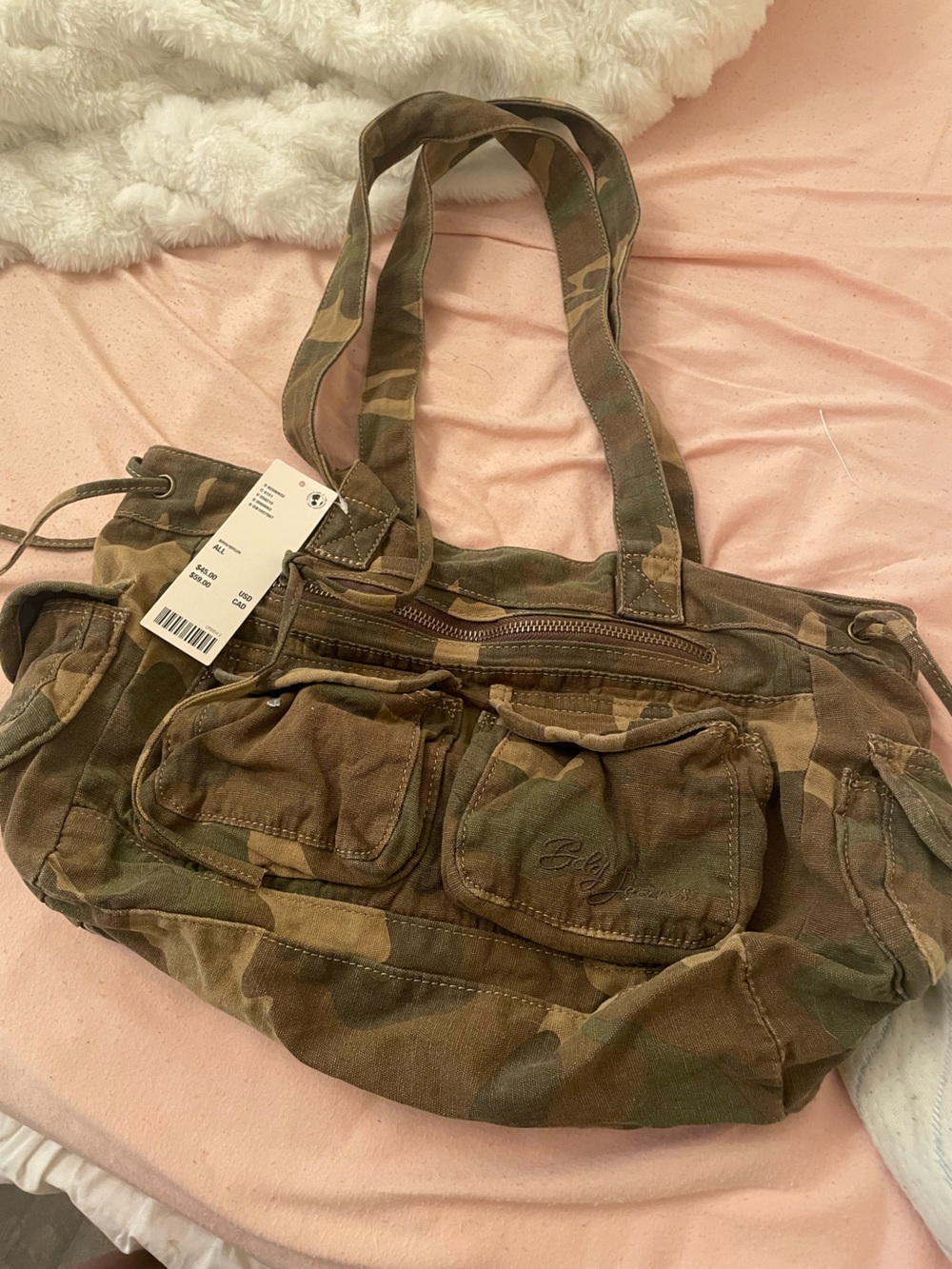 Urban Outfitters Camo Canvas Shoulder Bag - Green/Brown